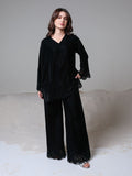 Eloise Black Velvet Cut Work Co-Ord Set