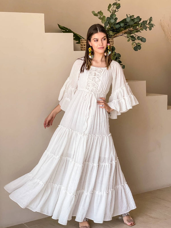 Rhoma White Smocked Long Dress