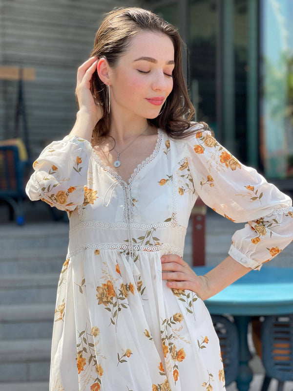 Mays Days Off White Floral Dress