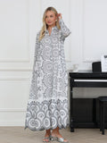 Emfer Blue And White Embroidered Long Dress