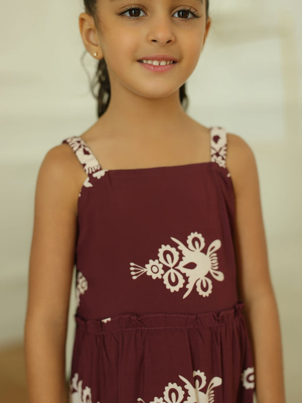 Mini Morvina Maroon Dress For Girls