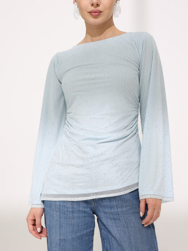 Remy Rhinestone Ruching Shirt
