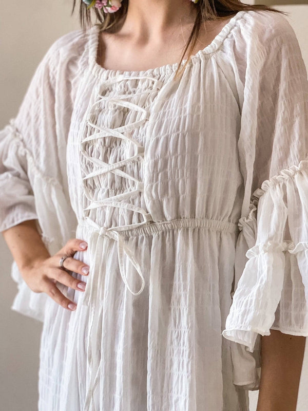 Rhoma White Smocked Long Dress