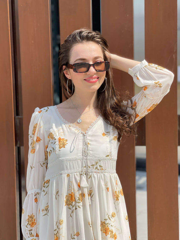 Mays Days Off White Floral Dress