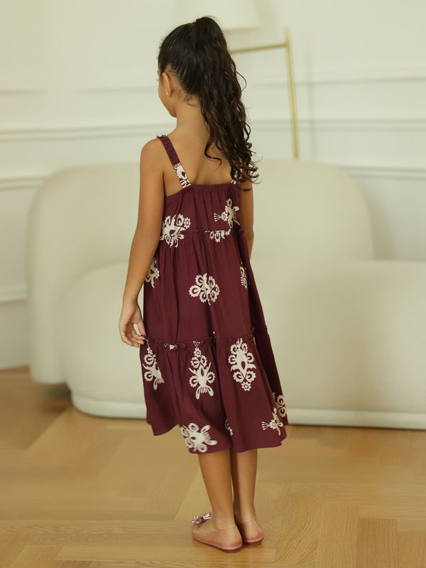 Mini Morvina Maroon Dress For Girls