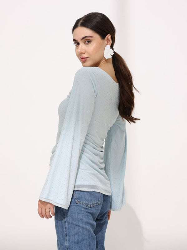 Remy Rhinestone Ruching Shirt