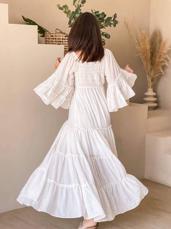 Rhoma White Smocked Long Dress