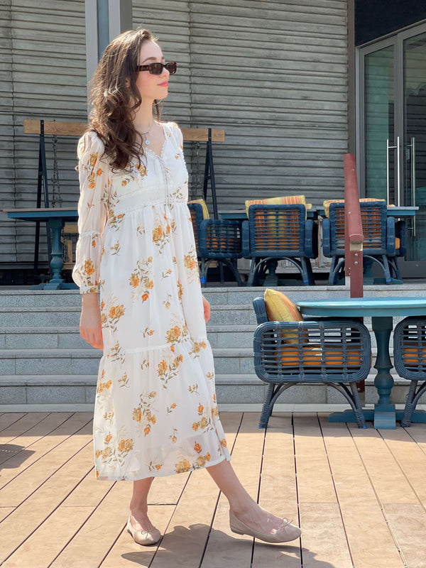 Mays Days Off White Floral Dress