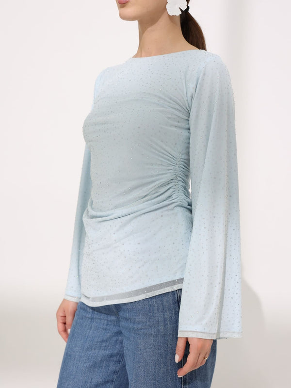 Remy Rhinestone Ruching Shirt