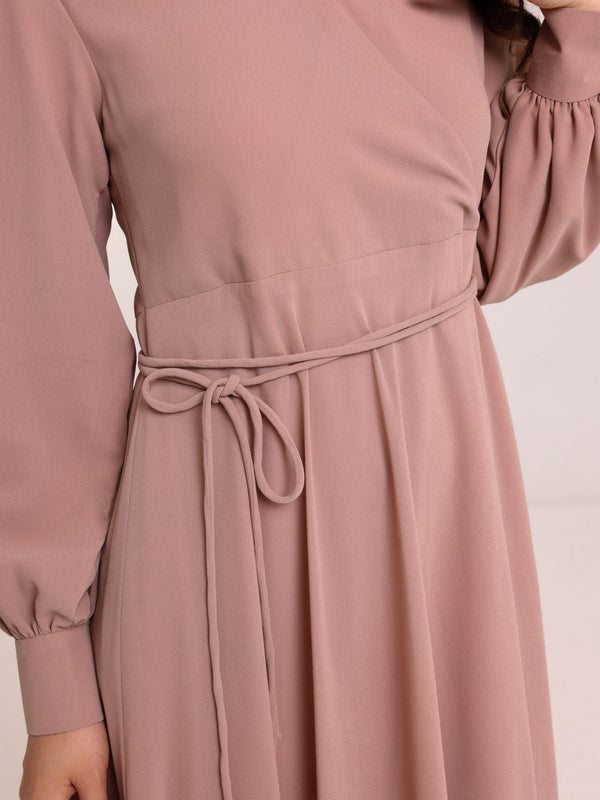 Gracie Beige Solid Long Dress
