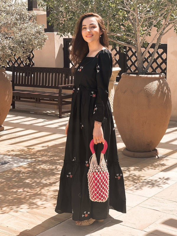 Nova Black Embroidered Dress
