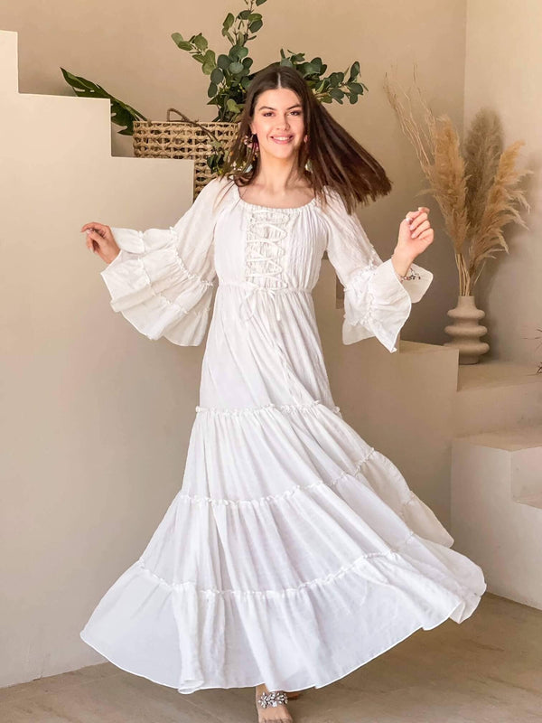 Rhoma White Smocked Long Dress