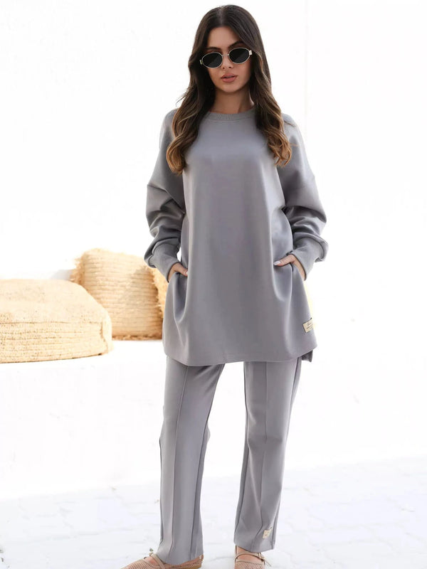 Women’s Elegant Grey 2-Piece Lounge Set