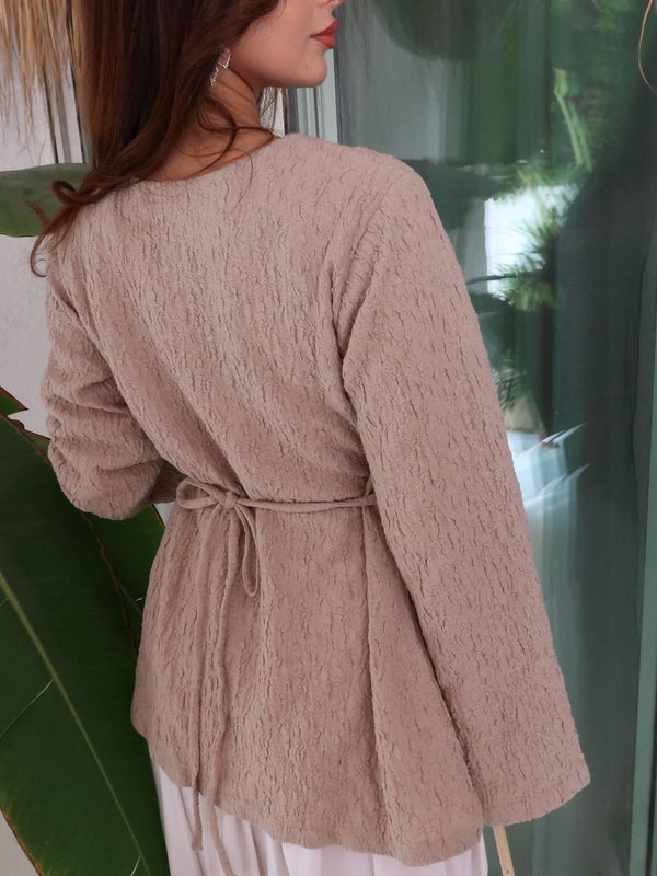 Layaa Beige Wrap Texture Shirt