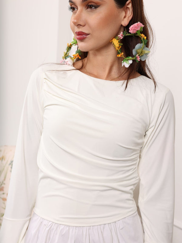 Eliza White Cotton Jersey Dress