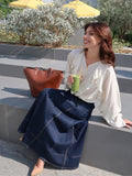 Svanen Off White Frill Shirt With Flowers Detaling