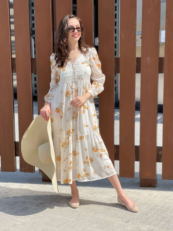 Mays Days Off White Floral Dress