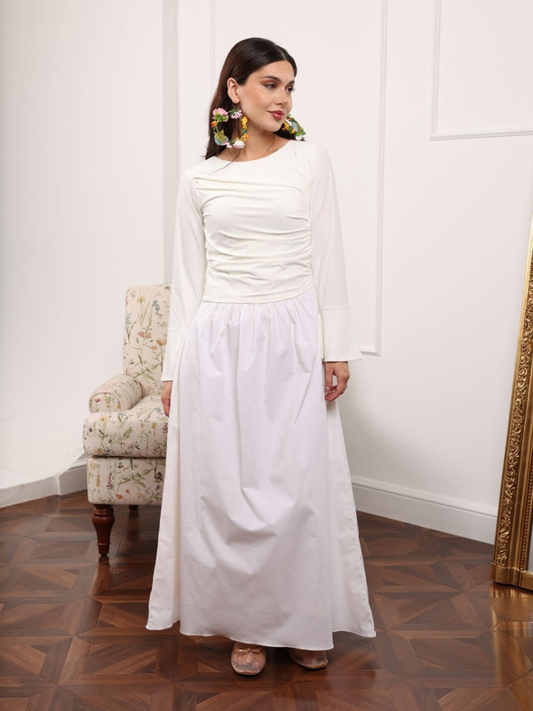 Eliza White Cotton Jersey Dress