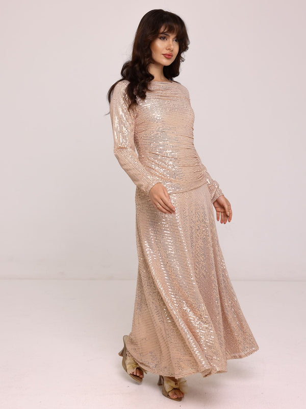 Cascade Golden Sequin Dress